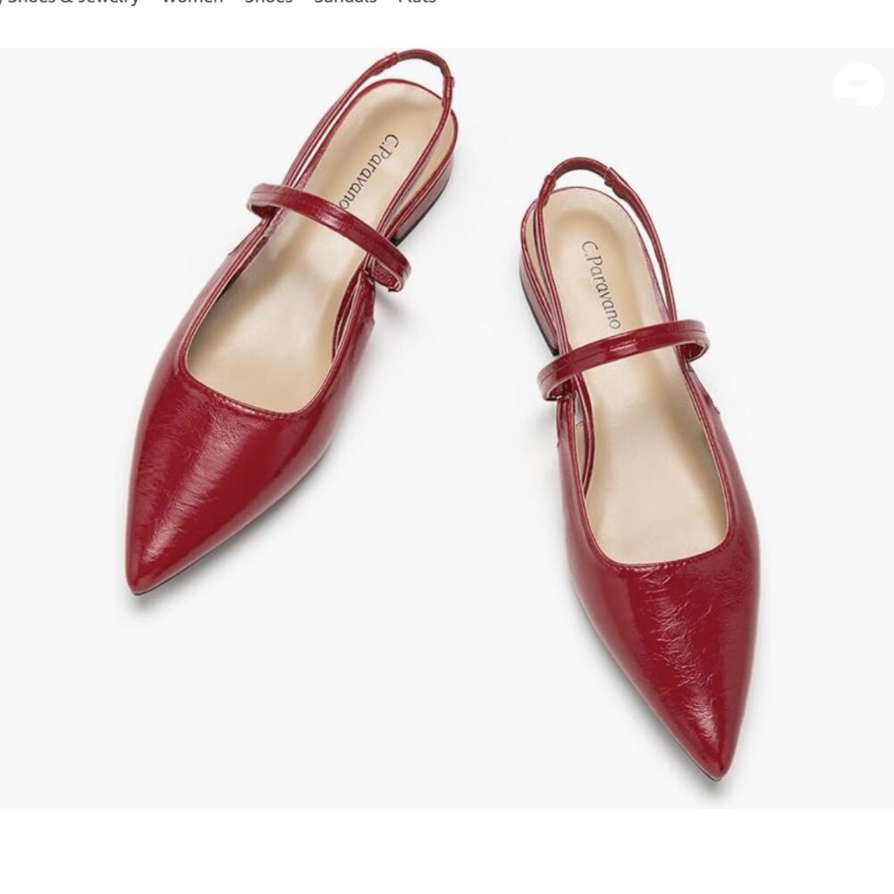C.Paravano Slingback Flats Pointed Toe NWOT